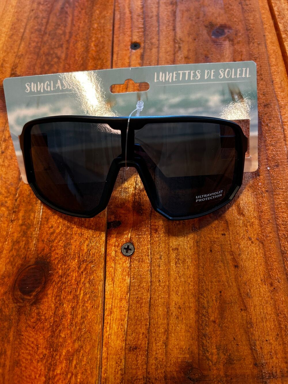 Men's Rubberized Plastic Shield Sunglasses - Matte Black